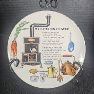 Mid Century Round My Kitchen Prayer Plate Decorative Ceramic Wall Plate Japan
